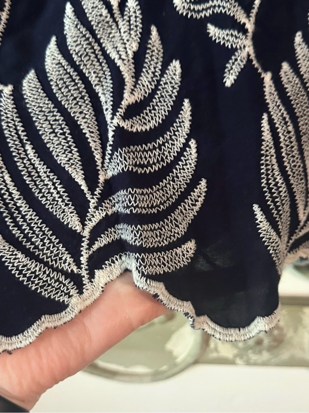 Navy Bohemian White Embroidered Peasant Blouse Size XL - Picture 4 of 7